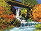 Waterfall C Art Print by Jeff Maraska showcasing serene water flow and greenery