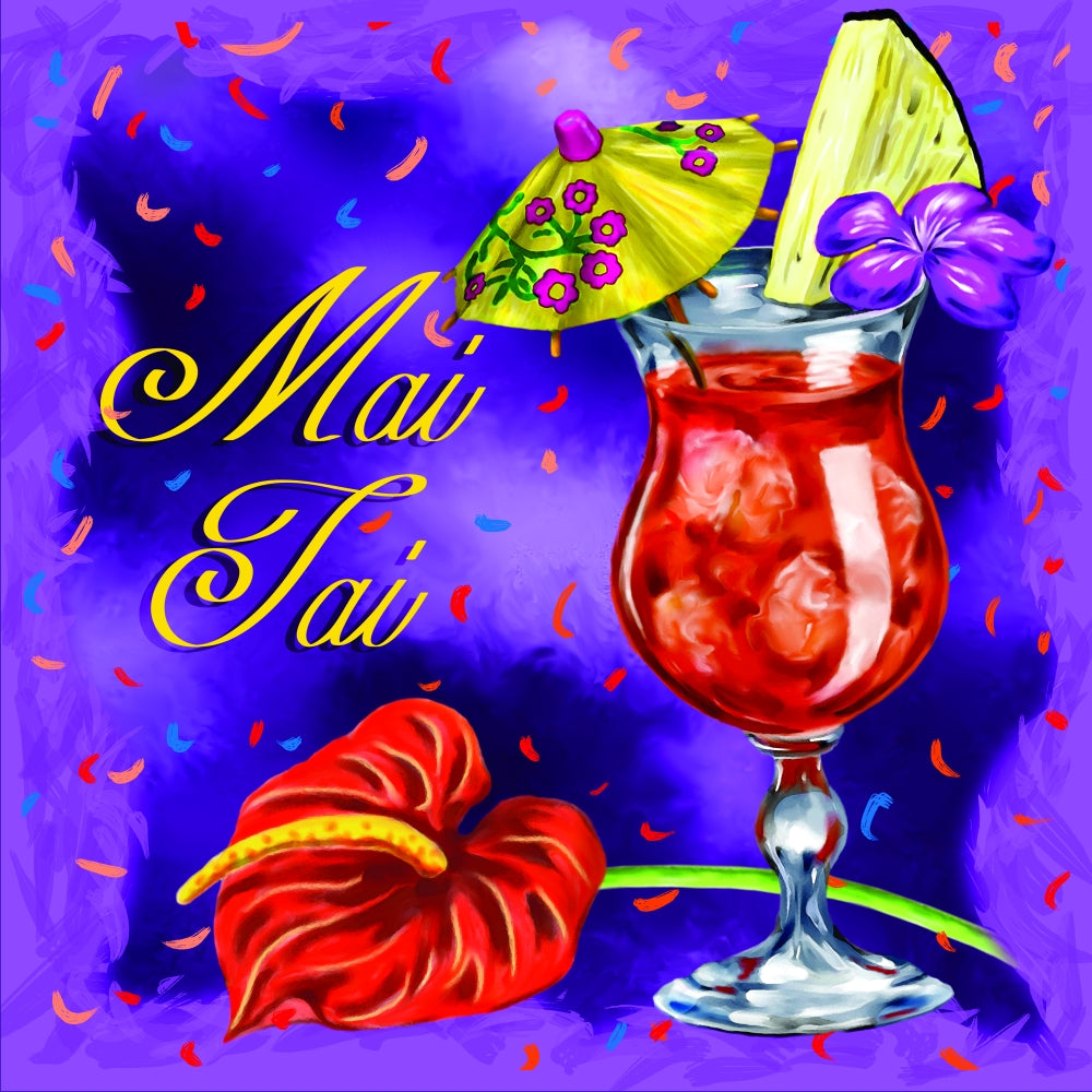 Mai Tai Artwork Print by Jeff Maraska - 12x12 vibrant cocktail decor