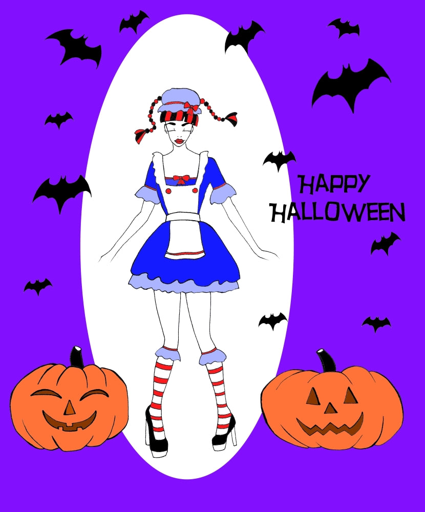 Happy Halloween Poster Print by Melissa Corsari, festive art for Halloween decor.