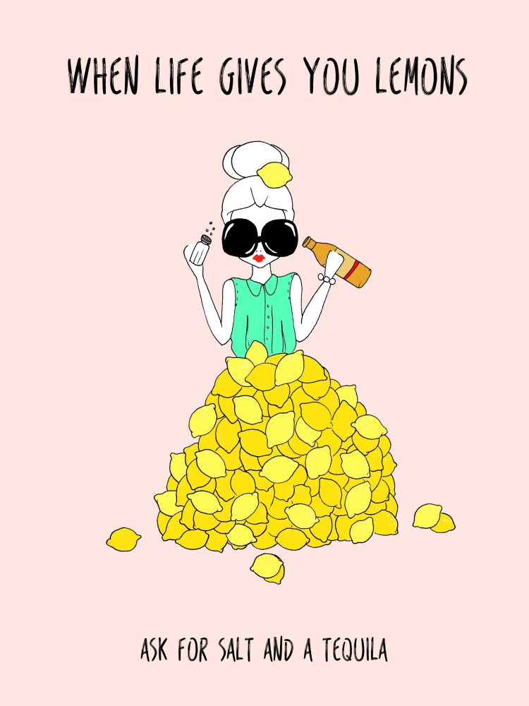 Lemons Tequila Poster Print by Melissa Corsari, vibrant artwork.