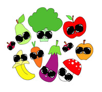 Cute Fruit Poster Print featuring colorful fruits by Melissa Corsari.