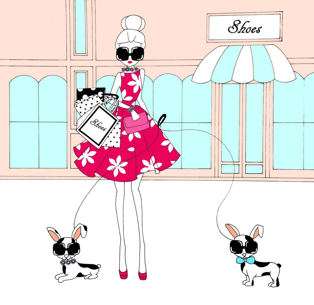 Shopping Day Poster Print by Melissa Corsari, 12 x 12 inches.