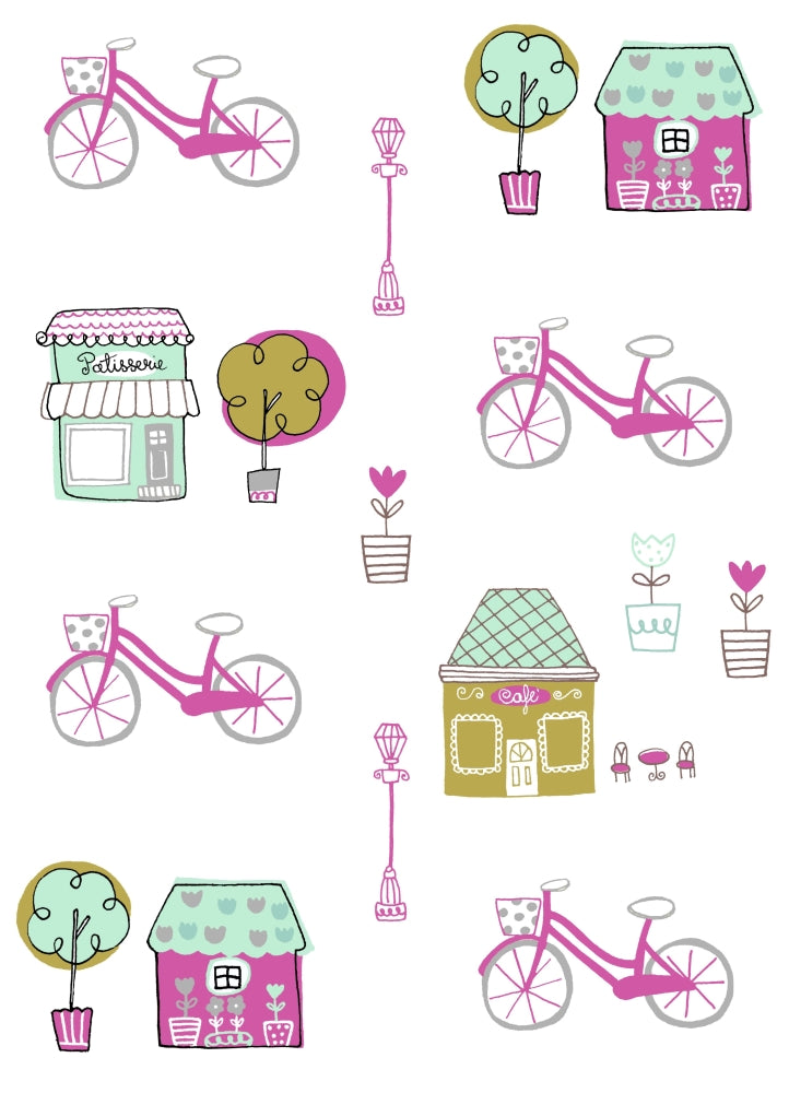 Town Poster Print by Melissa Corsari showcasing vibrant urban life
