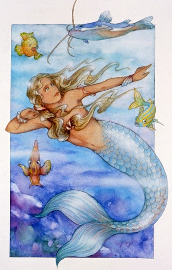 Mermaid 2 Poster Print by Susan Edison, vibrant ocean-themed art