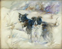 Cowdogs Poster Print by Susan Edison featuring rural life and cattle dogs.