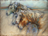 Five Horses Poster Print by Susan Edison, showcasing five majestic horses in a beautiful design.