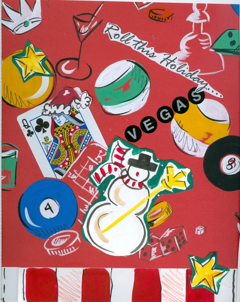 Vegas Holidays Poster Print by Sara Henry featuring vibrant Las Vegas imagery.