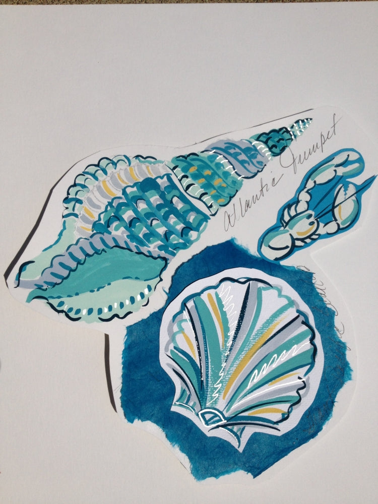 Shells1 Poster Print by Sara Henry featuring a collection of seashells.