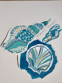 Shells1 Poster Print by Sara Henry featuring a collection of seashells.