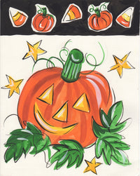 Happy Pumpkin Poster Print by Sara Henry on premium heavy stock paper.