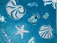 Shells 2 Poster Print by Sara Henry showcasing vibrant coastal seashells.