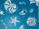 Shells 2 Poster Print by Sara Henry showcasing vibrant coastal seashells.