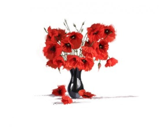 Poppies Poster Print by The Macneil Studio featuring vibrant red and orange flowers.