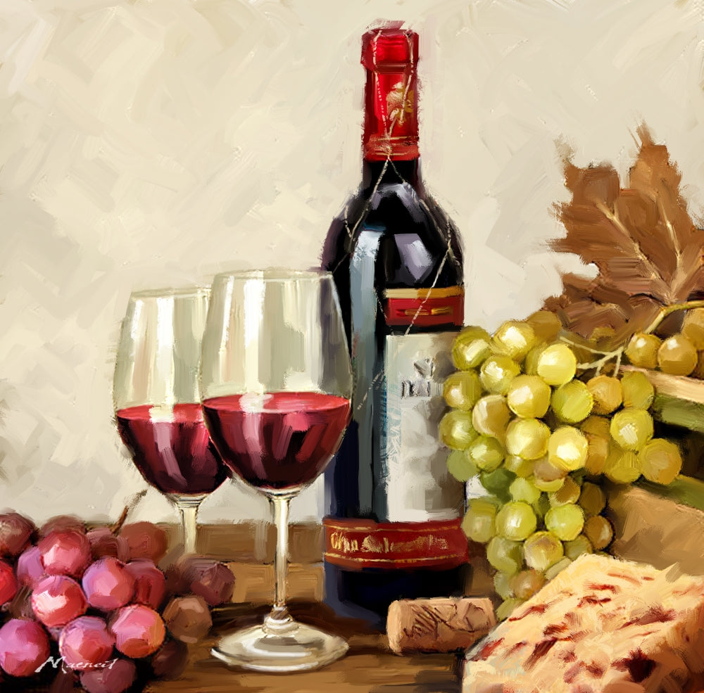 Vintage Wine Art Print by The Macneil Studio - 12x12