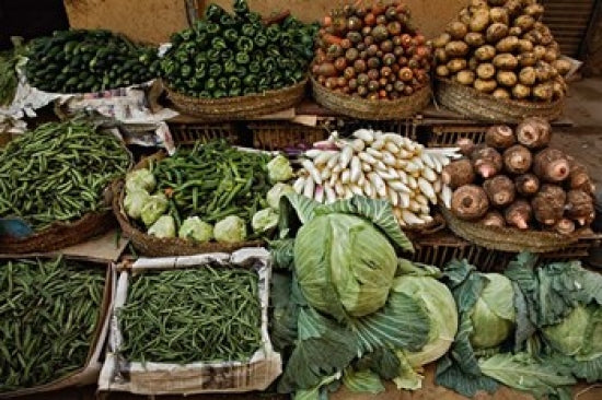 Vegetables for Sale street market poster print showcasing fresh produce in Luxor, Egypt.