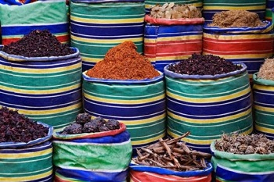 Colorful Spices at Bazaar, Luxor, Egypt Poster Print by Adam Jones showcasing vibrant spices.