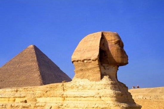 Close-up of the Sphinx and Pyramids of Giza Poster Print