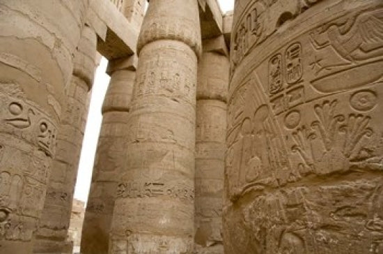 Hieroglyphic covered columns in the Hypostyle Hall at Karnak Temple, Luxor, Egypt - Poster Print by Cindy Miller Hopkins