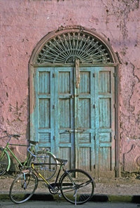 Door in Luxor, Egypt Poster Print by Janis Miglavs showcasing intricate architecture.