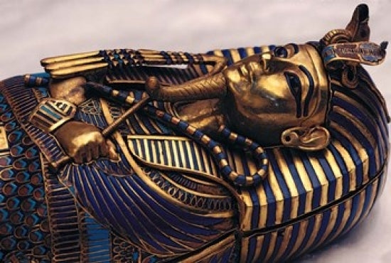 Gold Coffinette of King Tutankhamun poster print showcasing ancient Egyptian art.