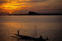 Pirogue on the Bani River, Mopti, Mali Art Print by Ellen Clark