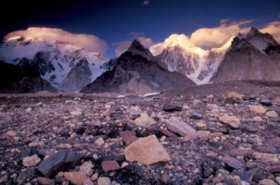 Broad and Gasherbrun Peaks Art Print by Art Wolfe showcasing the Karakoram Range in Pakistan.