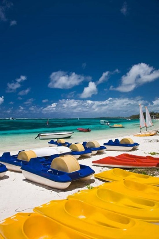 Mauritius Belle Mare Watercraft for Rent Poster Print by Walter Bibikow.