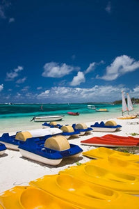 Mauritius Belle Mare Watercraft for Rent Poster Print by Walter Bibikow.