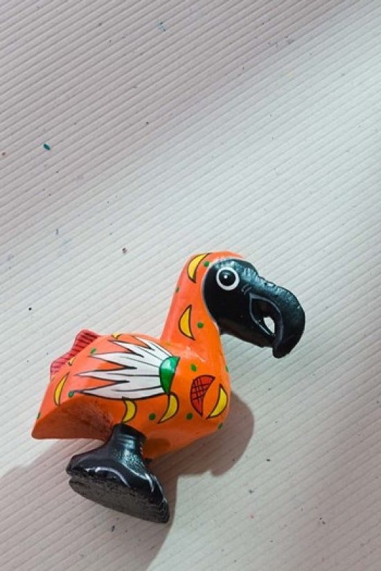 Orange Wooden Dodo Bird Toy Poster Print by Walter Bibikow, vibrant art for children's decor.