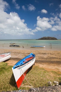 Fishing boats poster print featuring Rodrigues Island by Walter Bibikow.
