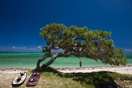 Mauritius Le Morne Peninsula Surfing Poster Print by Walter Bibikow