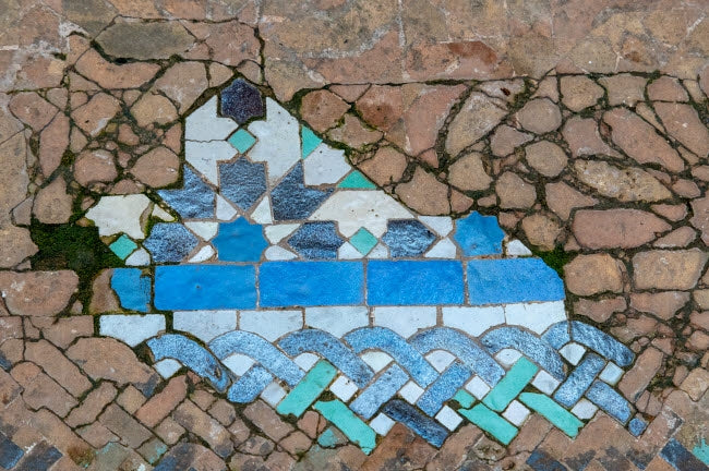 Close-up of intricate Moroccan wall design poster print.