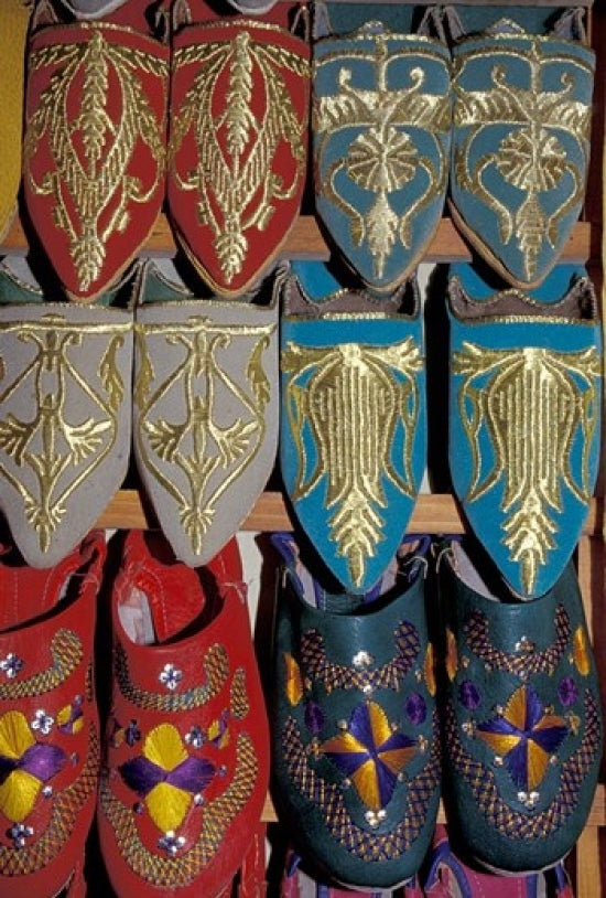 Traditionally Embroidered Babouches Poster Print featuring Moroccan design by John & Lisa Merrill.