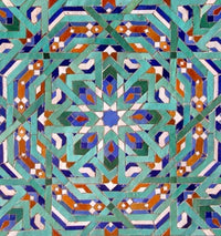 Hassan II Mosque Mosaic Poster Print by Kymri Wilt showcasing intricate details and vibrant colors.
