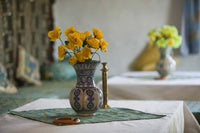 Flowers and Room Detail in Dessert House, Morocco Poster Print by Walter Bibikow