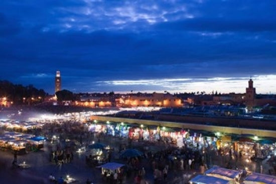 Marrakech Djemma el Fna Square Evening Poster Print by Walter Bibikow