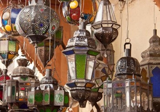 Decorative Lanterns in Fes Medina, Morocco Poster Print by William Sutton