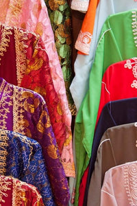 Caftan Textiles from Fes Medina, Morocco Poster Print by William Sutton
