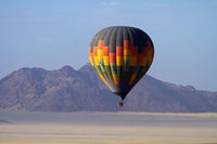 Aerial view of hot air balloon over Namib Desert in Sesriem, Namibia