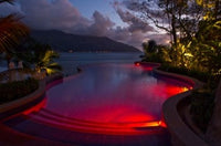Resort Pool Scene Art Print by Alison Wright featuring the Northolme Hotel in Seychelles