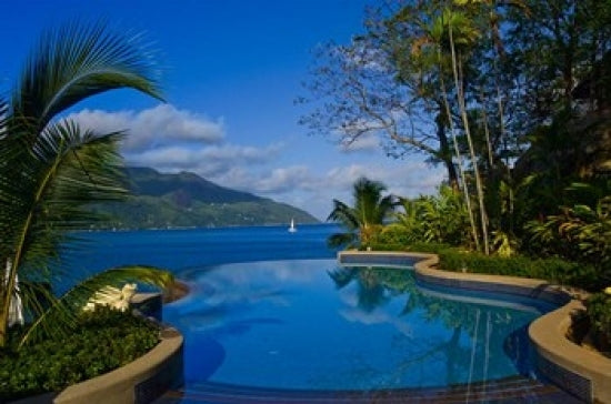 Pool at Northolme Resort Poster Print by Alison Wright showcasing a serene tropical scene.