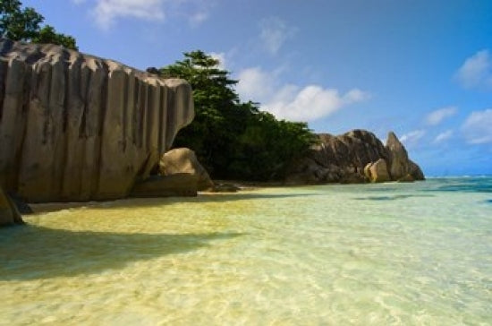 Cliffs of Anse-Source D'Argent poster print by Alison Wright showcasing stunning Seychelles landscape.