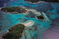 Aerial view of Ste Anne Marine National Park in Seychelles poster print by Nik Wheeler.