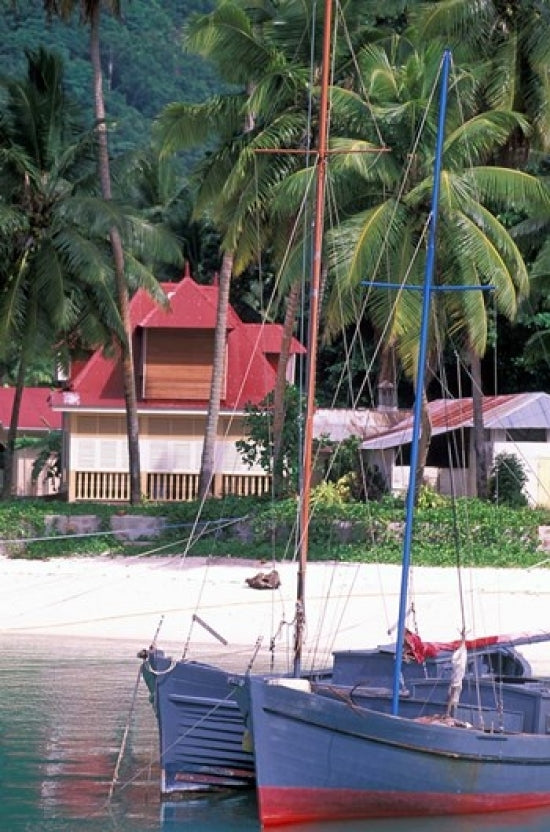 Colorful Sailboats at Harbor, Seychelles Poster Print by Nik Wheeler