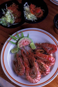Bon Bon Plume Restaurant Poster Print by Nik Wheeler showcasing Seychelles dining scene.