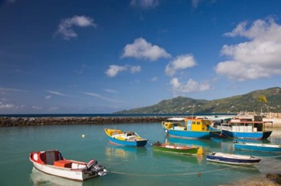 Seychelles Mahe Island Bel Ombre Town Pier Poster Print by Walter Bibikow