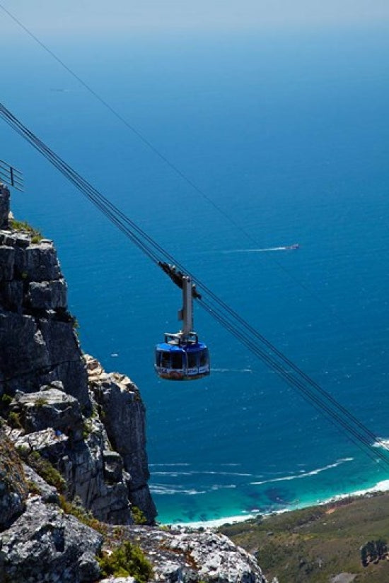 Table Mountain Aerial Cableway Poster Print by David Wall showcasing breathtaking views of Cape Town.