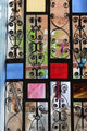Stained glass and iron door in Stone Town, Zanzibar, poster print by Alida Latham