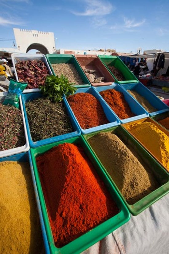 Spice Market in Douz, Sahara Desert, Tunisia poster print by Walter Bibikow.