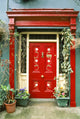Red Door with Painted Daisies Poster Print by Tom Haseltine